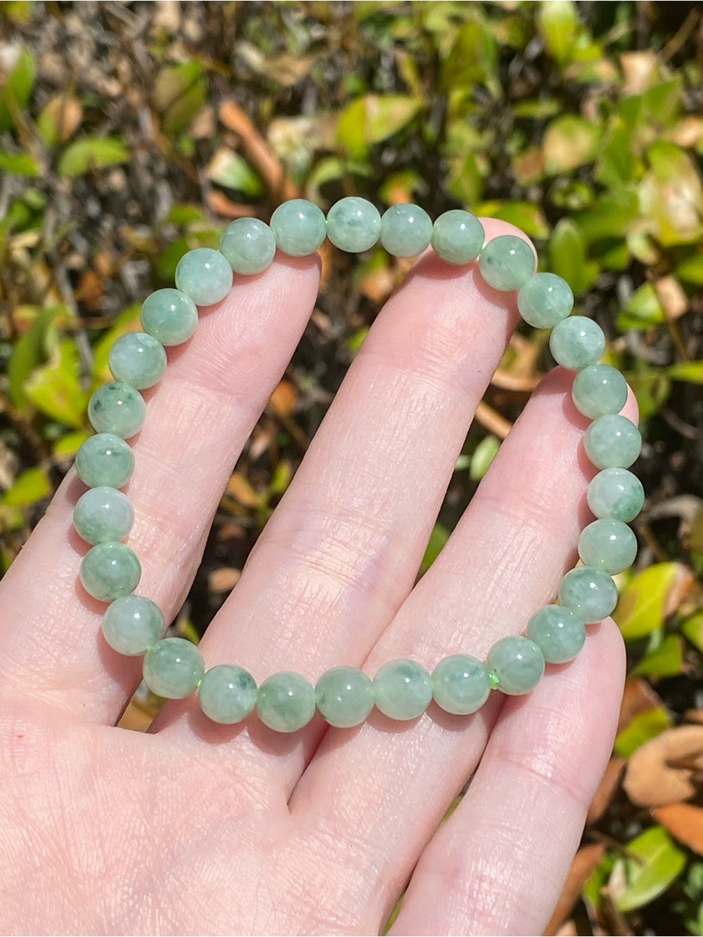 Certified Type A Jadeite Bracelet 7mm Natural Green Jade